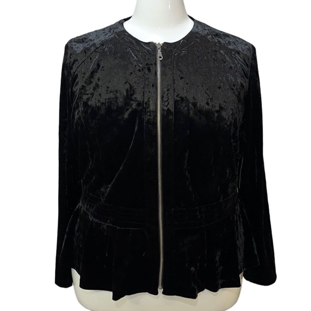 INC Crushed Velvet Peplum Jacket